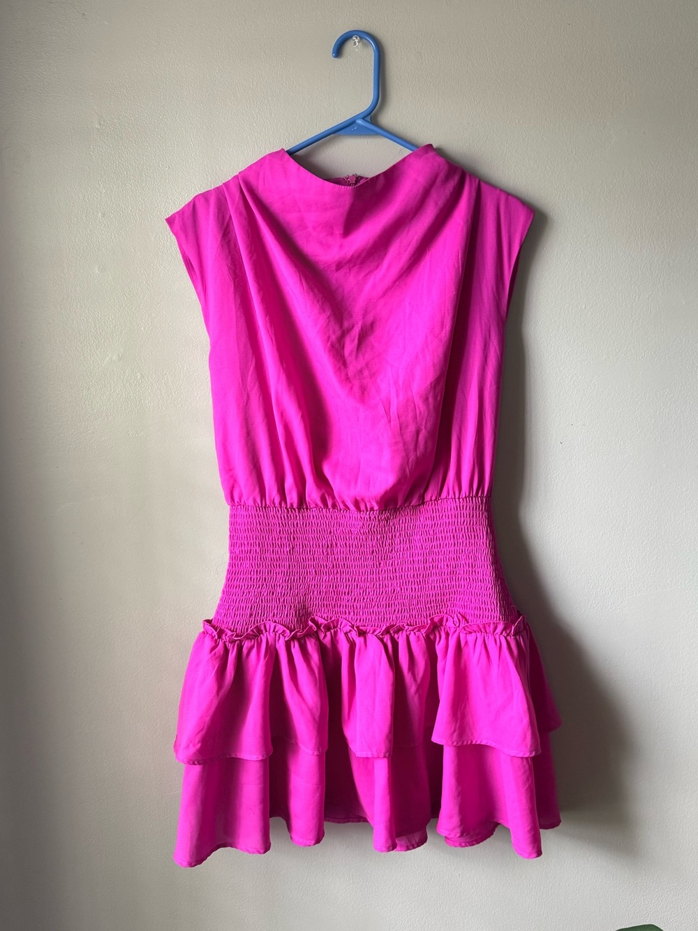 Fab’rik Hot Pink Smocked Waist Mini Dress Size Large